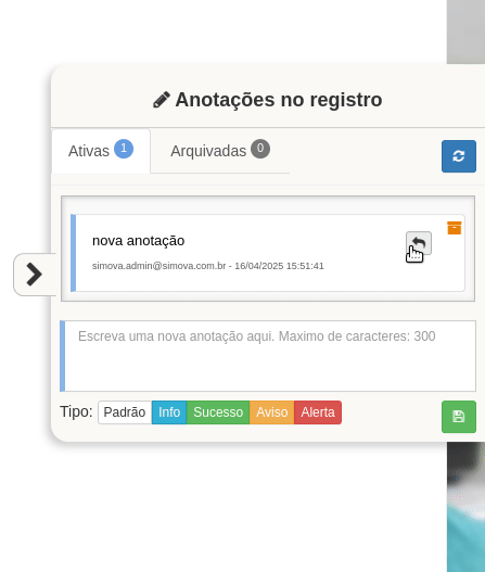Usuário clicando em responder e inserindo uma resposta à anotação