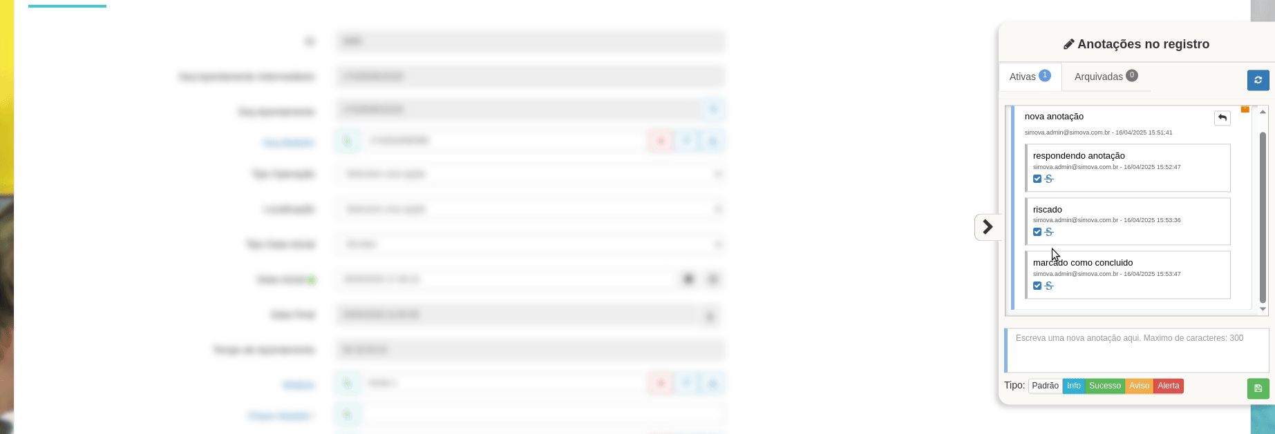 Marcando uma resposta como riscada ou concluída
