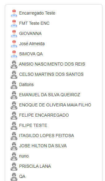 Lista de Encarregados Lista encarregados