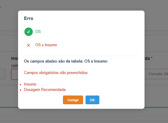 Relatório de erro no salvamento do Crud All