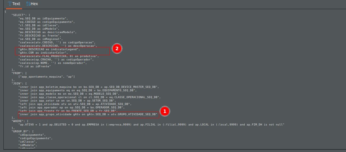 Configuração de cor da legenda subquery statements