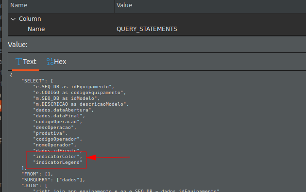 Configuração de cor da legenda query statements