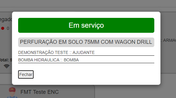 Contagem de tipo de atividades Detalhes de atividades por tipo