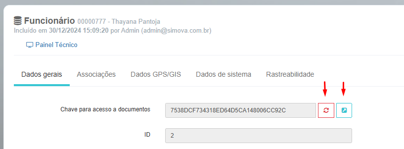 Shared Gen Gerador de chave no formulário de funcionários